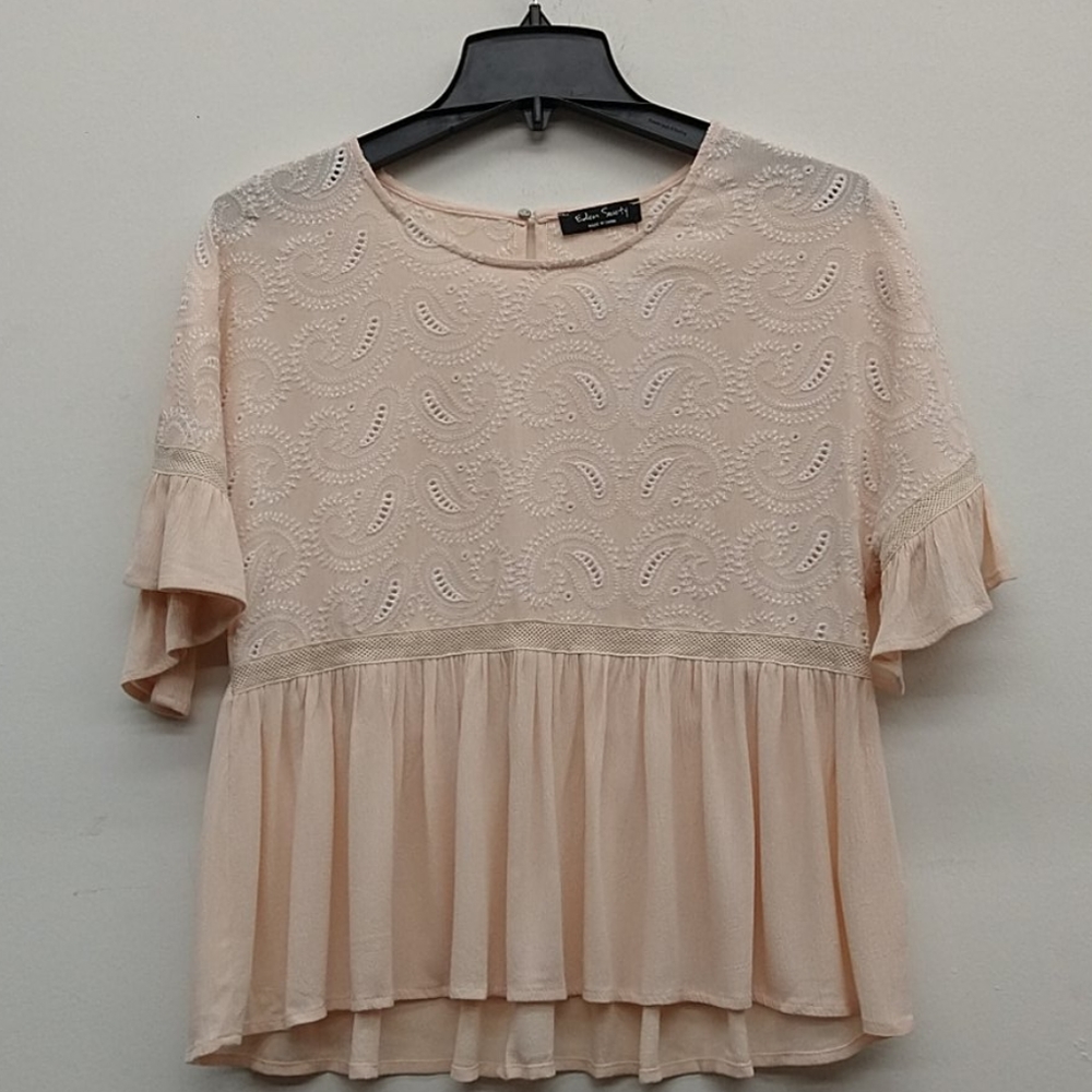 Eden Society Peach Short Sleeve Blouse